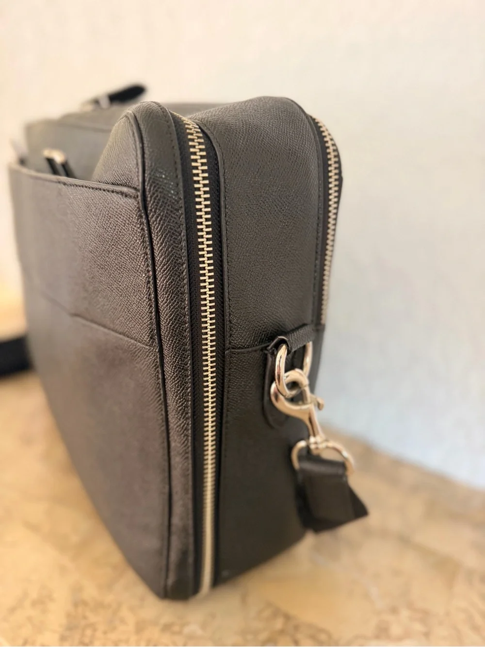 COACH Leather Briefcase Black F79973 Men's Black Leather Briefcase Travel Bag